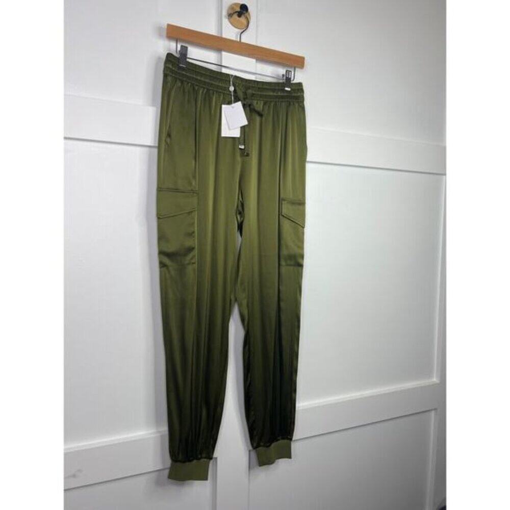 NWT Cami NYC Elsie Silk Drawstring Tea Leaf Green Cargo Elastic Jogger Pant - Picture 3 of 8